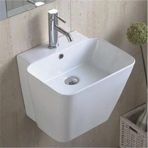 Мивка за баня ICC 4638, Inter Ceramic, с полуконзола, стенен монтаж, с отвор за смесител и преливник, порцелан, бял, 48x42x38см