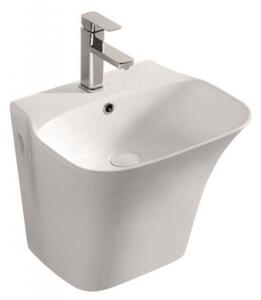 Мивка за баня ICC 4637, Inter Ceramic, с полуконзола, стенен монтаж, с отвор за смесител и преливник, порцелан, бял, 48x42x38см