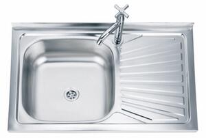 Кухненска мивка ICK 8050A*18 R, алпака, десен плот, със сифон, 80x50см