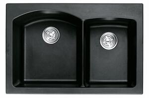 Кухненска мивка ICGS 8401 BLACK, двойна, със сифон, 84x56см