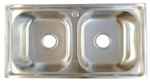 Кухненска мивка ICK 7641 GR, алпака, две корита, със сифони, 76x41см