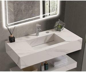 Мивка за баня PIETRA ICL 12049/80W, стенен монтаж, кварц, бял мат, 80x50x18см