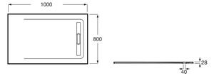 Свръхплоско душ корито AP6013E832001100, Roca, STONEX, бяло, 100х80х2.8см