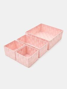 Sinsay - Плетени органайзери 4 pack - пастелнорозово