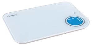 Кухненска везна Klausberg KB 7938, 5 Kg, Bluetooth, Мобилно приложение, LCD, ТАРА, 4 показателя, Течности, Индикатори, Бял/син