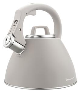Свирещ чайник Klausberg KB 7953, 2.5 л, Неръждаема стомана, Топлоизолирана дръжка, Индукция, Бежов