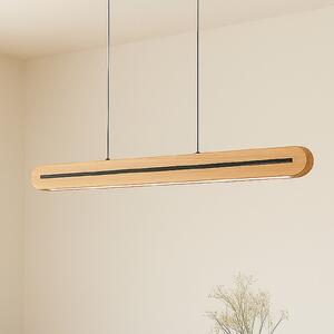 Lucande LED висяща лампа Darnor, дърво, CCT, дължина 100 cm, Затъмняване, Дърво, Дневна/трапезария, Дървесина, Модерен
