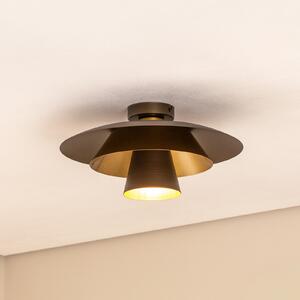 Luminex Таванна лампа Plato, титан/златист, метал, Ø 38 cm, E27, Затъмняване, Сив, Дневна/трапезария, Метал, Модерен