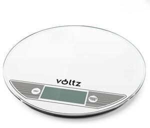 Кухненска везна Voltz V51651F, 5 кг, Стъкло, TARA, Кръгла, Бял