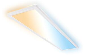 Briloner LED таванна лампа Tava A, CCT, 98 x 20 см, бяла, дистанционно управление, Затъмняване, Бял, кабинет / офис, Пластмаса, Модерен