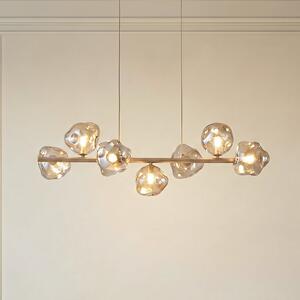 TK Lighting Висяща лампа „Lava“, със 7 лампи, дължина 90 см, цвят пясък/коняк, G9, Затъмняване, Бежов, Дневна/трапезария, Стъкло, Модерен