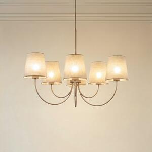 TK Lighting Полилей „Candi“, бежов/пясъчен, с 6 лампи, Ø 85 см, E27, Затъмняване, Бежов, Дневна/трапезария, Плат / текстил, Модерен
