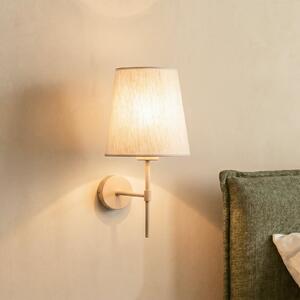 TK Lighting Стенна лампа „Елизабет“, пясъчно-бежова, лен, височина 39 см, E27, Затъмняване, Бежов, Дневна/трапезария, Плат / текстил, Модерен
