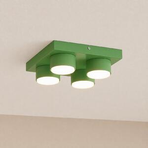 TK Lighting Таванна лампа Brix, зелена, дължина 23 см, с 4 лампи, GX53, Затъмняване, Зелен, Дневна/трапезария, Метал, Модерен