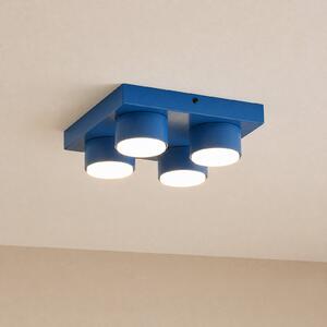 TK Lighting Таванна лампа Brix, синя, дължина 23 см, с 4 лампи, GX53, Затъмняване, Син, Дневна/трапезария, Метал, Модерен