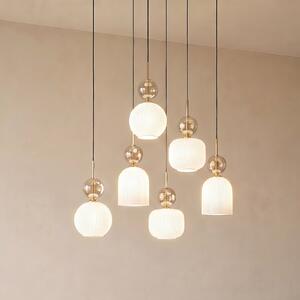 TK Lighting Висяща лампа „София“, с 6 лампи, бяла/коняк, дължина 65 см, E14, Затъмняване, Бял, Дневна/трапезария, Стъкло, Модерен