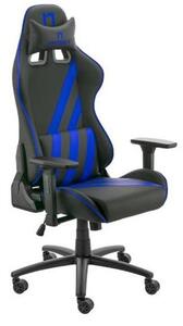 Геймърски стол NITRO CONCEPTS Nemesis Blue Claw, до 150kg, Relax тип Bucket, 3D регулируеми подлакътници с 3 позиции, газов амортисьор клас 4, вградено RGB осветление, лумбална и шийна възглавница, син