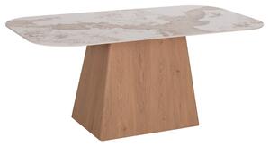 Трапезна маса NORDU mdf основа -- керамичен плот в цвят бял/кафяв мрамор 180x90x76см