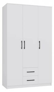 Гардероб Mandeville 116, Бял, 205x120x52cm, Врати на гардероб: С панти,Брой врати