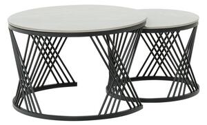Комплект холни масички Carmen FRESNO ДЕКО, 70 x 45 x 10 mm/50 x 42 x 10mm, керамичен плот, праховобоядисана метална основа, сиви, 2бр