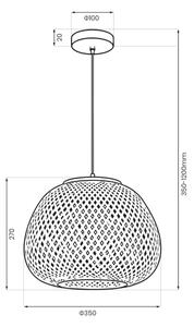 Полилей на кабел PETRA 1xE27/15W/230V бамбук