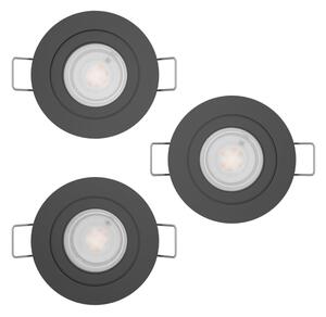 Eglo 902237 - Комплект от 3 LED вградени осветителни тела за баня BARRANCO 1xGU10/4,5W/230V IP44 черни