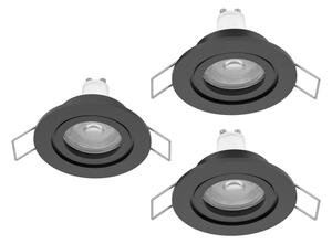 Eglo 902237 - Комплект от 3 LED вградени осветителни тела за баня BARRANCO 1xGU10/4,5W/230V IP44 черни