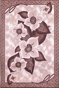 Кафяв мокетен килим с големи цветя - 150/200