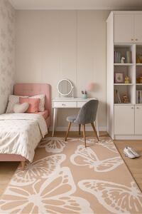 Розов детски килим Pastel с пеперуди - 80/150