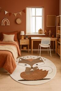 Кръгъл детски килим Trend с оранжева лисичка - 160/160
