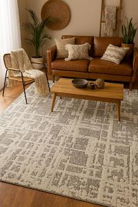 Супер мек структуриран килим Wool в бежово - 160/230