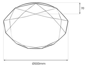 LED плафон HEX, 72W, 230V, 3000–6000K, Ø 50 см, бял, с възможност за димиране + дистанционно управление
