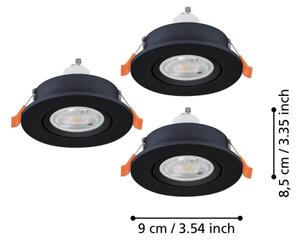 Eglo 902257 - КОМПЛЕКТ 3x LED вградено точково осветително тяло BARRANCO 1xGU10/4,5W/230V черно