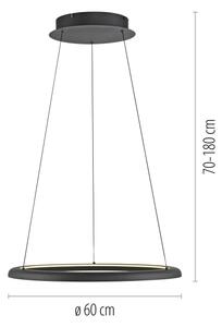 Schöner Wohnen 15570-18-LED, димируема висяща лампа на кабел QUILLO LED/36W/230V Ø60 см, черна