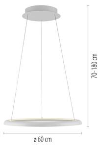 Schöner Wohnen 15570-16-LED Висяща лампа QUILLO на кабел, димируема LED/36W/230V, Ø60 см, бяла