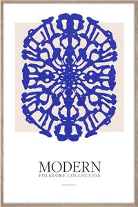 Печатна картина с включена рамка 60x90 cm Blue Folklore – Styler