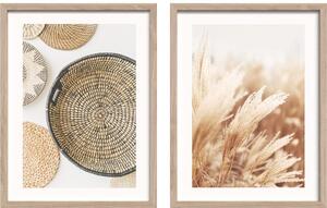 Печатни картини в комплект 2 бр. с включена рамка 30x40 cm Full Beige – Styler