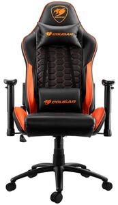 COUGAR OUTRIDER - Orange, Gaming Chair, Premium PVC Leather, Head and Lumbar Pillow, High Density Shaping Foam, Continuous 180º Reclining, Adjustable Tilting Resistancer, 2 Direction Adjustable armrest, Full Steel Frame, Class 4 Gas Lift Cylinder