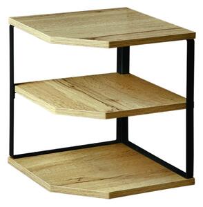 Ъглова етажерка Kesper 27833, MDF, 3 нива, 28х26 см, До 10 кг, Черен/дървесен