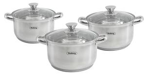 Комплект тенджери Rosberg R51210L6B, 6 части, неръждаема стомана, с капак, инокс