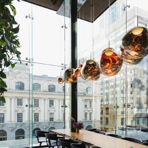 Tom Dixon LED висяща лампа Melt, Ø 50 cm, медна, пластмаса, Затъмняване, Мед, спалня, Пластмаса, Дизайн