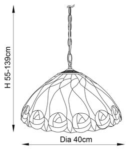 Endon 64176 - Полилей на верига Tiffany HUTCHINSON 1xE27/60W/230V диам. 40 см