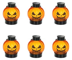 К-кт 6x LED Декорация HALLOWEEN LED/1xCR2032/топло бял тикви