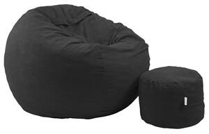 Комплект, Барбарон и табуретка за крака, 700л., King Size - Eerie Black, Перящ се калъф, Трансформира се в легло, Пълнеж с микс от мемори пяна и дунапрен, Гама Premium