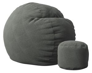 Комплект, Барбарон и табуретка за крака, 700л., King Size - Smoke Grey, Перящ се калъф, Трансформира се в легло, Пълнеж с микс от мемори пяна и дунапрен, Гама Premium