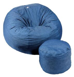 Комплект, Барбарон и табуретка за крака, 700л., King Size - Denim, Перящ се калъф, Трансформира се в легло, Пълнеж с микс от мемори пяна и дунапрен, Гама Premium