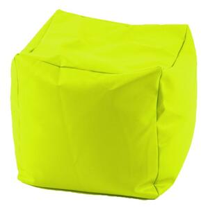 Пуф, 80л., Табуретка Куб - Neon Green, Перящ се калъф, Водоустойчив, Пълнеж от Полистиролни перли