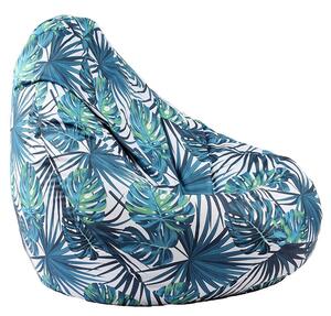 Калъф за пуф круша, 160л., Nirvana Light - Tropical Leaves, (Не съдържа пълнеж), водоустойчив, принт