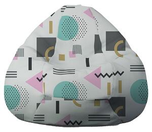Пуф круша 320л., Nirvana Grande, Abstract Geometry, Водоустойчив, Перящ се калъф, Пълнеж от Полистиролни перли, принт
