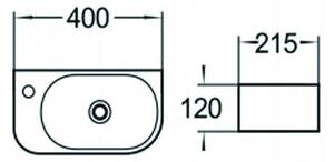 Mexen Viera умивалник за плот десен 40 x 21 см, бял -21274000R